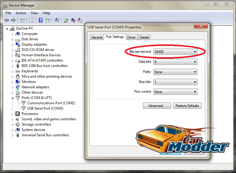 Windows 7 Serial Port Settings
