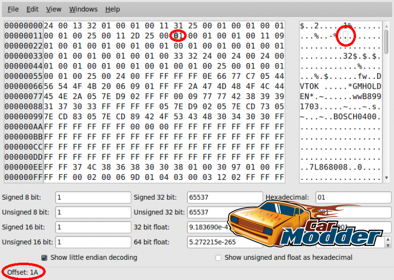 Hex File Offset Location GHex Linux