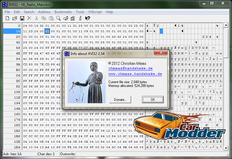 Windows XVI32 Hex Editor