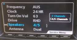 Audio Service Mode, Enabling Rear speakers for ute models